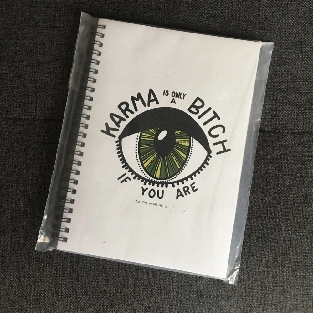 “Karma Is Only A B**** If You Are” Notebook, Journal, White, Green, ~65 pages